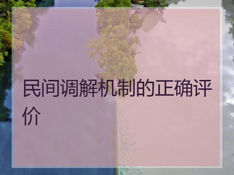 民间调解机制的正确评价
