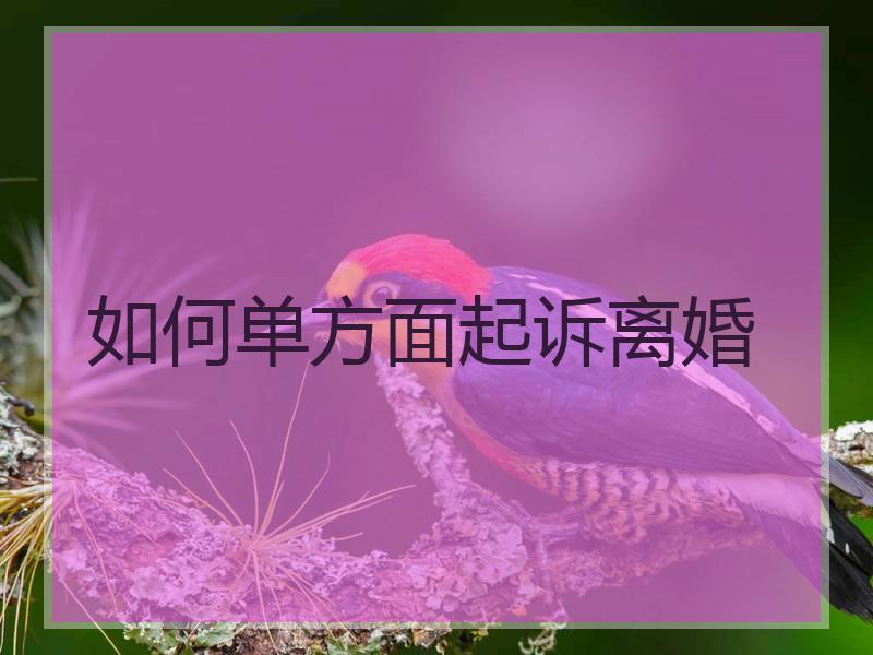 如何单方面起诉离婚