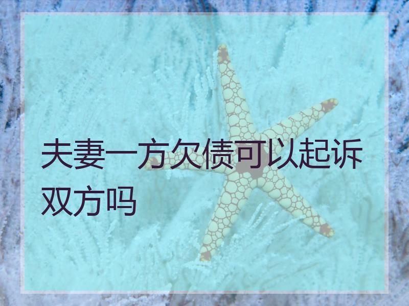 夫妻一方欠债可以起诉双方吗