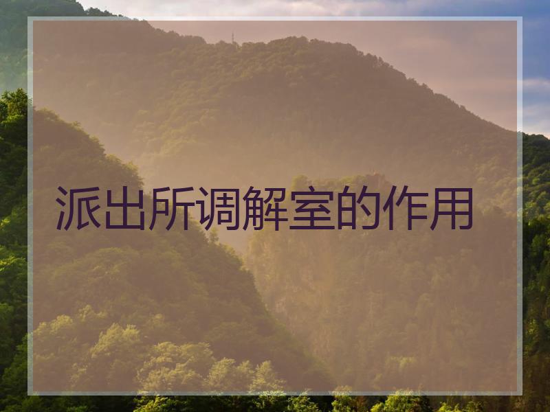 派出所调解室的作用
