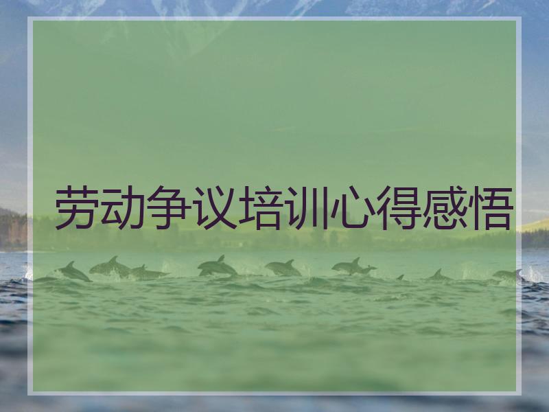 劳动争议培训心得感悟