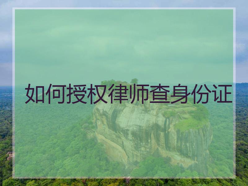 如何授权律师查身份证