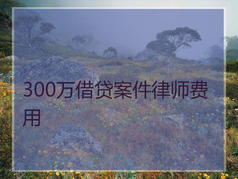 300万借贷案件律师费用