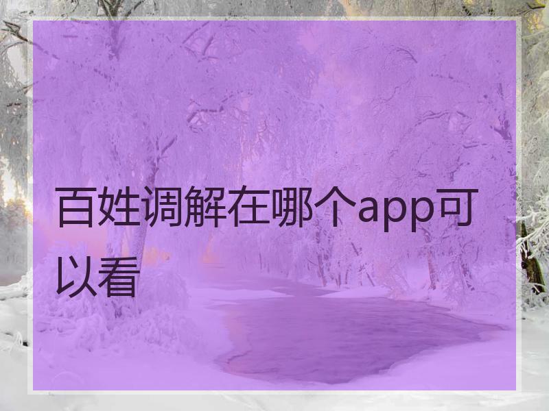 百姓调解在哪个app可以看
