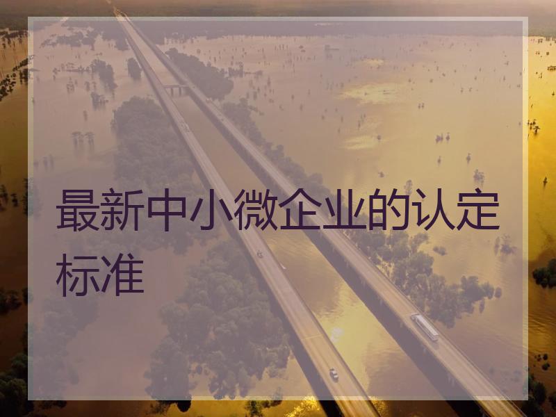 最新中小微企业的认定标准