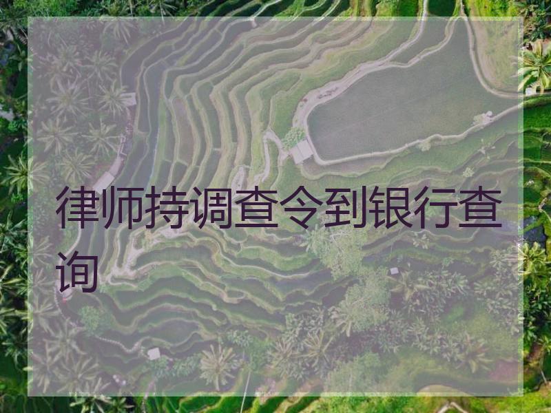 律师持调查令到银行查询