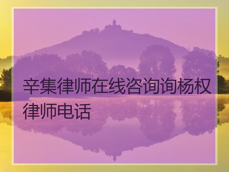 辛集律师在线咨询询杨权律师电话