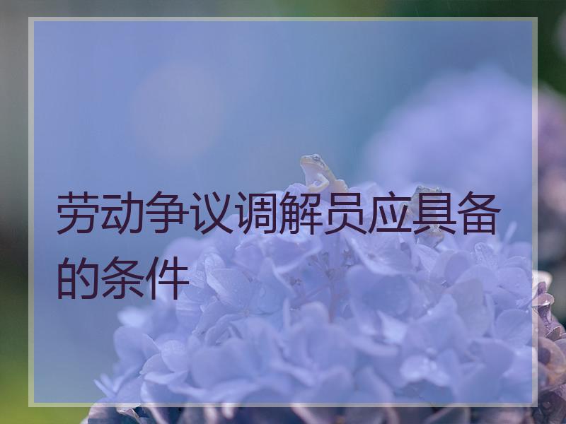 劳动争议调解员应具备的条件