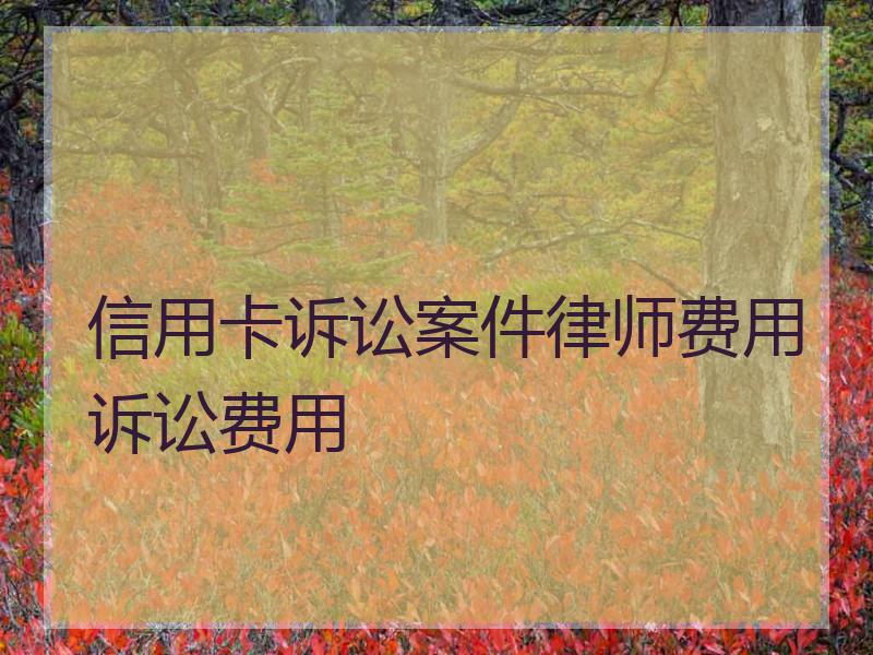 信用卡诉讼案件律师费用诉讼费用
