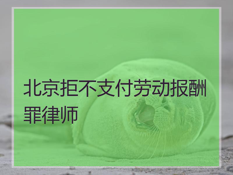 北京拒不支付劳动报酬罪律师