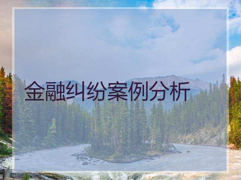金融纠纷案例分析