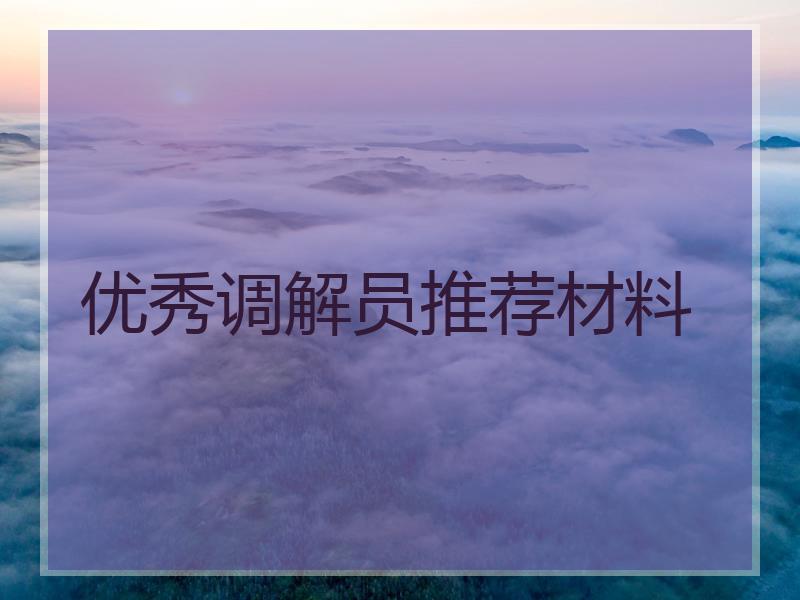 优秀调解员推荐材料
