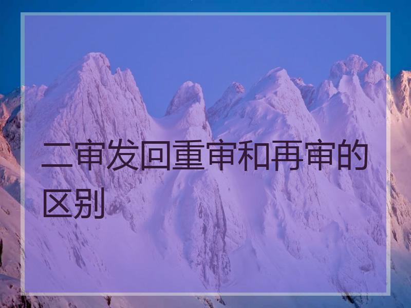 二审发回重审和再审的区别