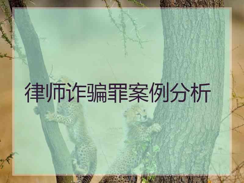 律师诈骗罪案例分析