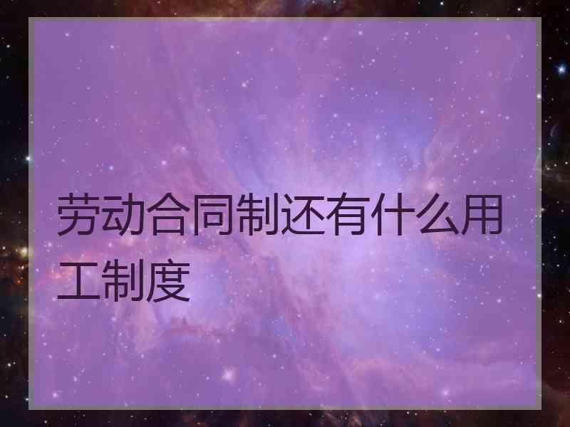 劳动合同制还有什么用工制度