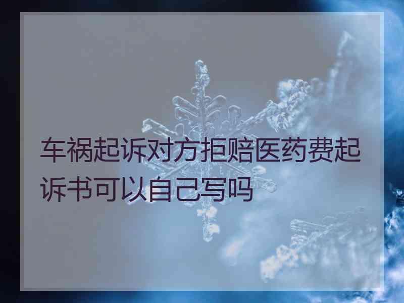 车祸起诉对方拒赔医药费起诉书可以自己写吗