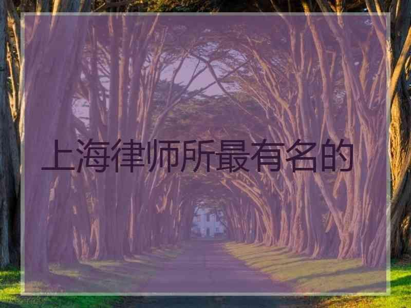 上海律师所最有名的