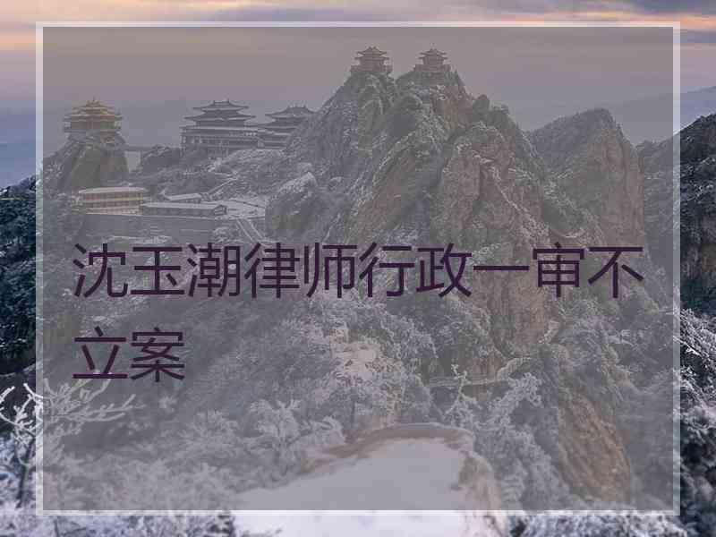 沈玉潮律师行政一审不立案