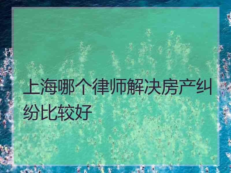 上海哪个律师解决房产纠纷比较好