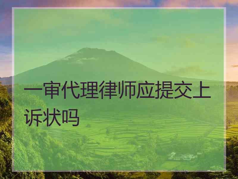 一审代理律师应提交上诉状吗