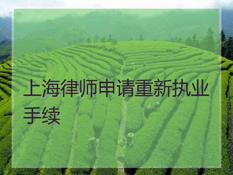 上海律师申请重新执业手续