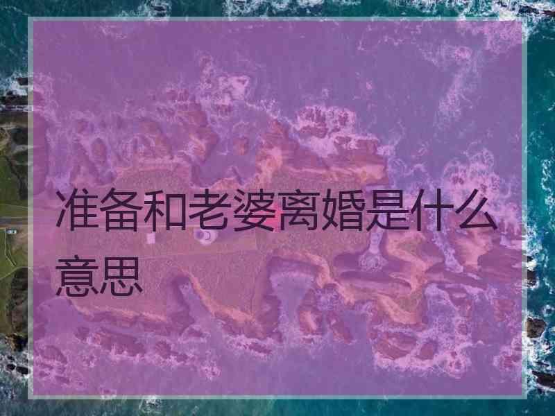 准备和老婆离婚是什么意思