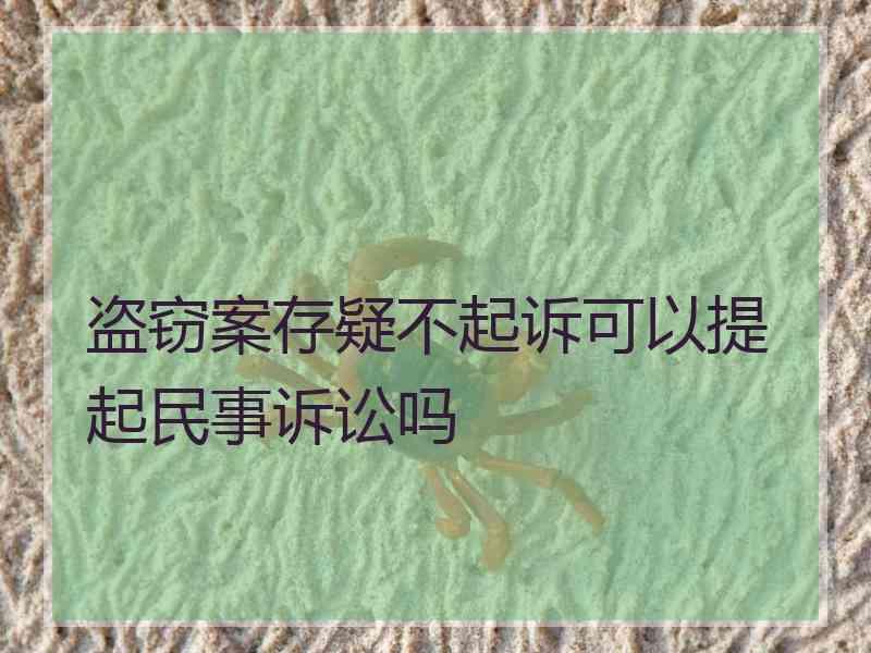 盗窃案存疑不起诉可以提起民事诉讼吗