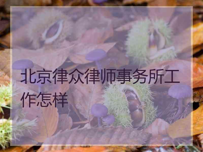 北京律众律师事务所工作怎样