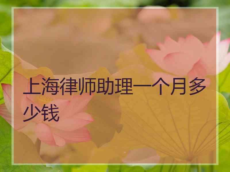 上海律师助理一个月多少钱