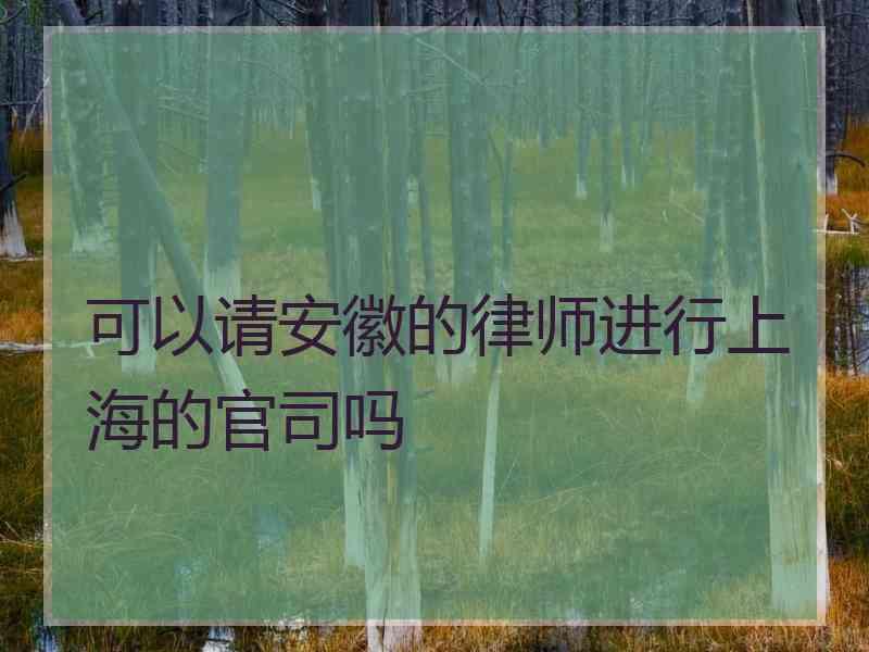 可以请安徽的律师进行上海的官司吗