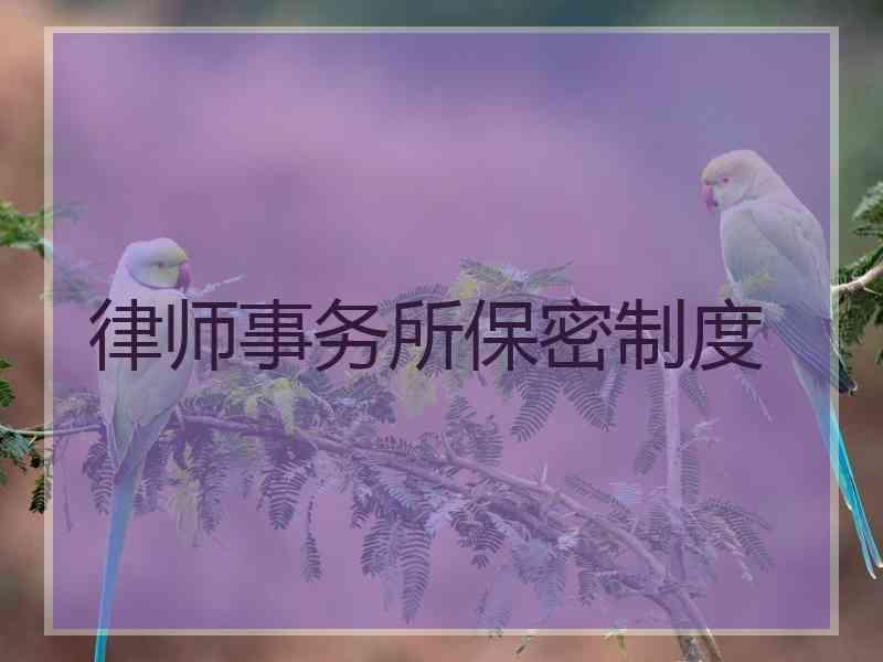 律师事务所保密制度