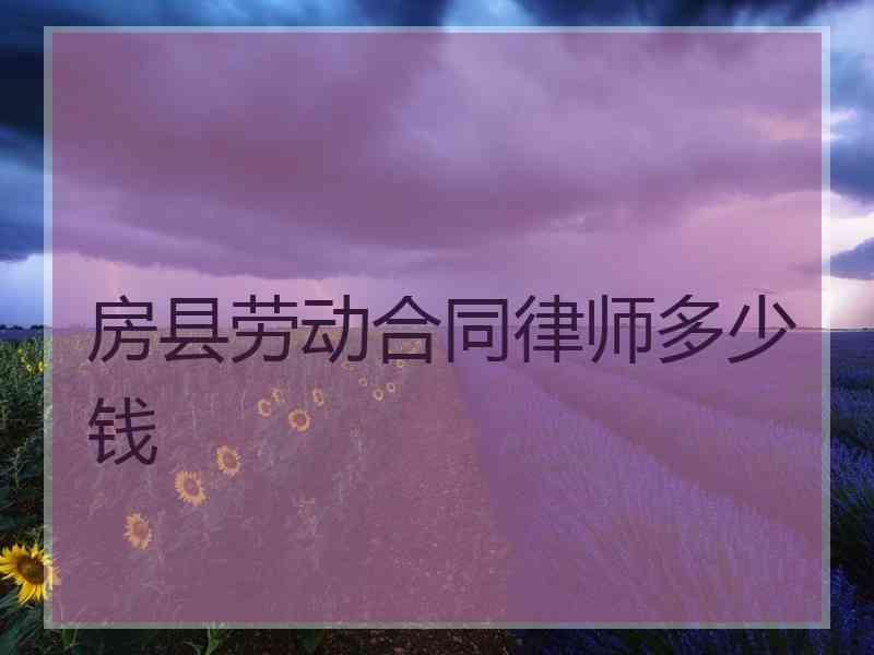 房县劳动合同律师多少钱