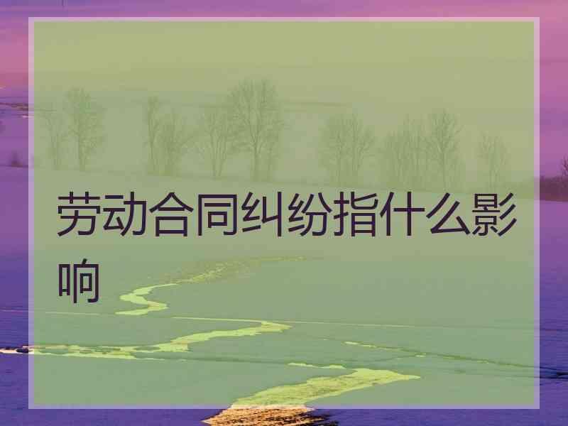 劳动合同纠纷指什么影响