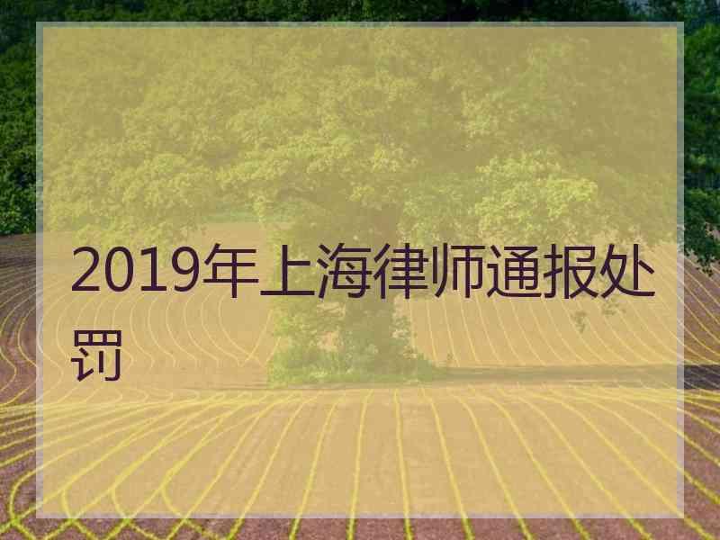 2019年上海律师通报处罚