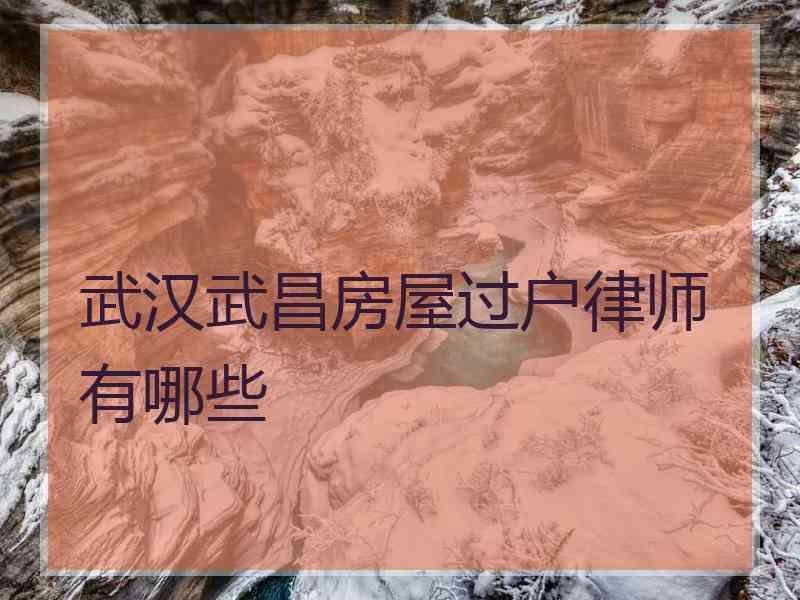 武汉武昌房屋过户律师有哪些