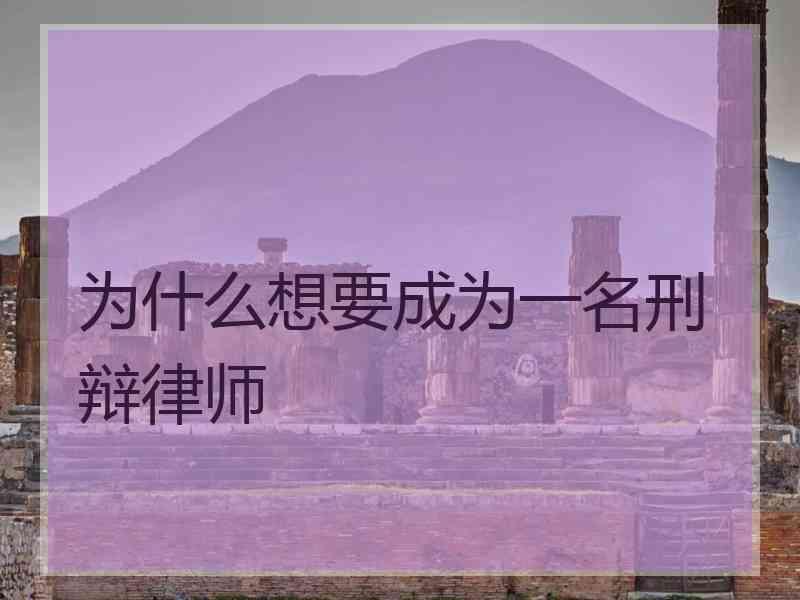 为什么想要成为一名刑辩律师