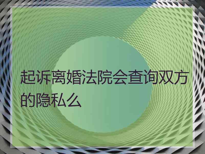 起诉离婚法院会查询双方的隐私么