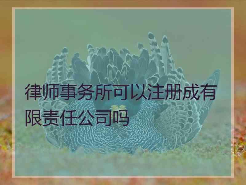 律师事务所可以注册成有限责任公司吗