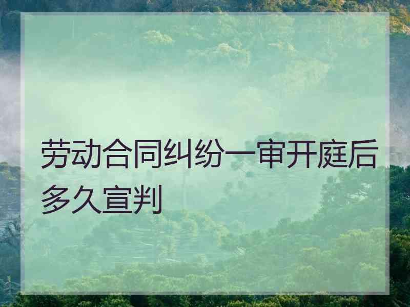 劳动合同纠纷一审开庭后多久宣判