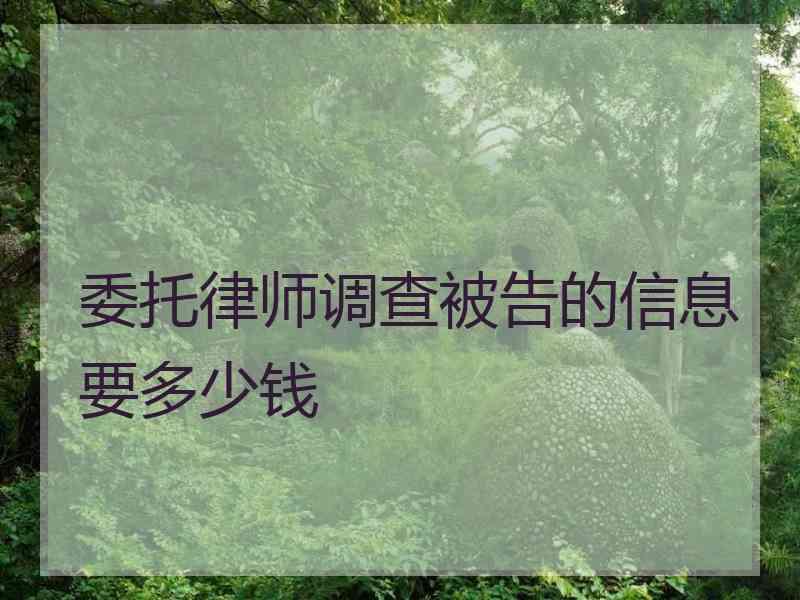 委托律师调查被告的信息要多少钱