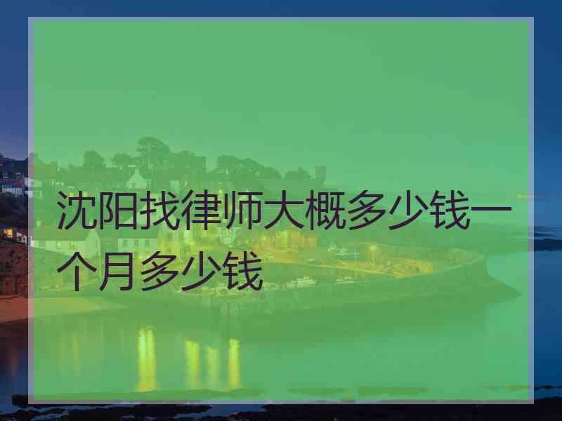 沈阳找律师大概多少钱一个月多少钱