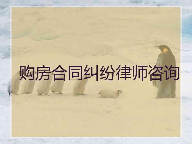 购房合同纠纷律师咨询