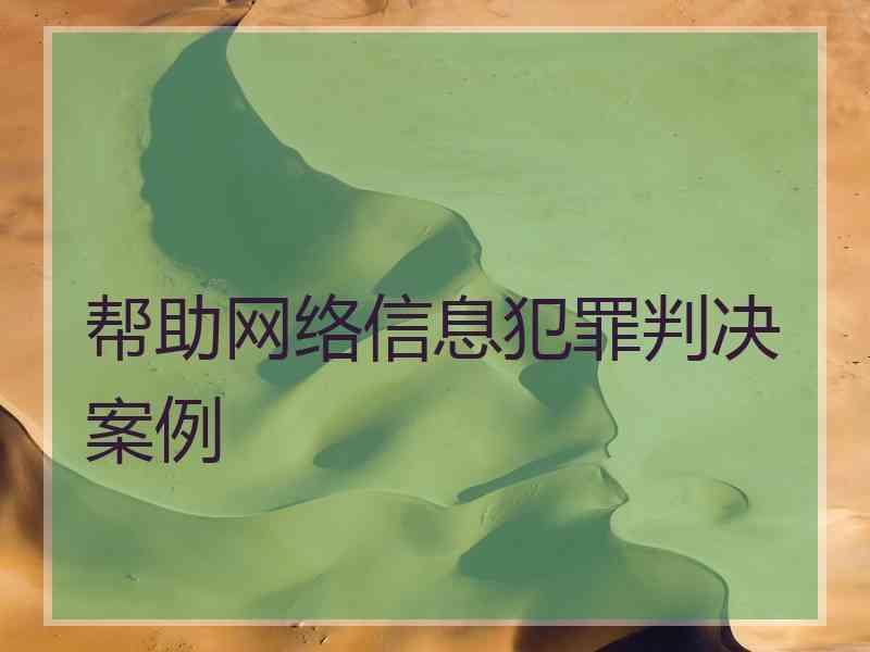 帮助网络信息犯罪判决案例