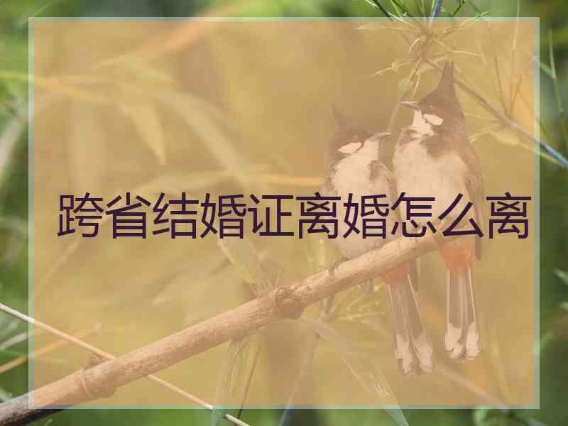 跨省结婚证离婚怎么离