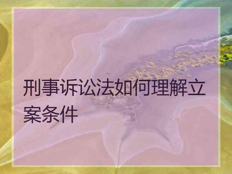 刑事诉讼法如何理解立案条件