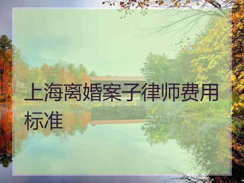 上海离婚案子律师费用标准