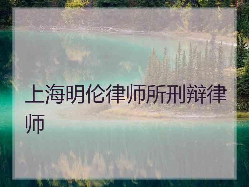 上海明伦律师所刑辩律师