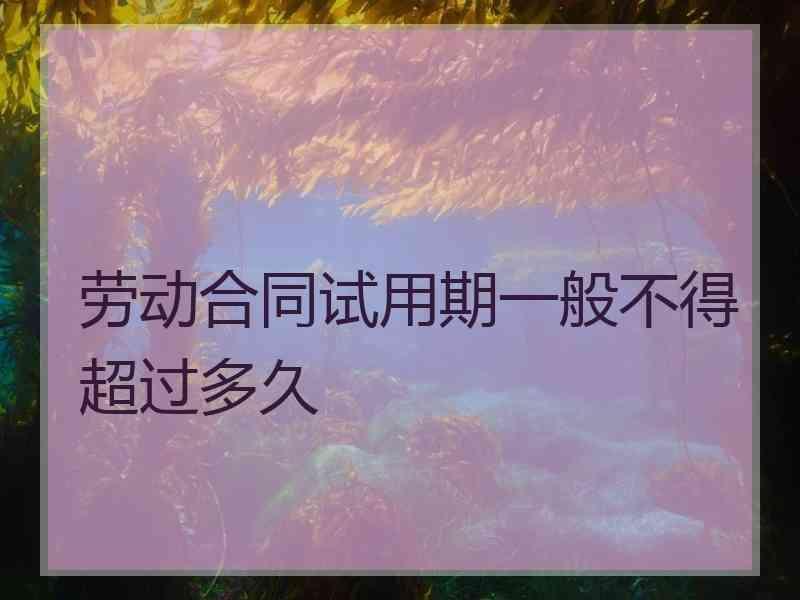 劳动合同试用期一般不得超过多久