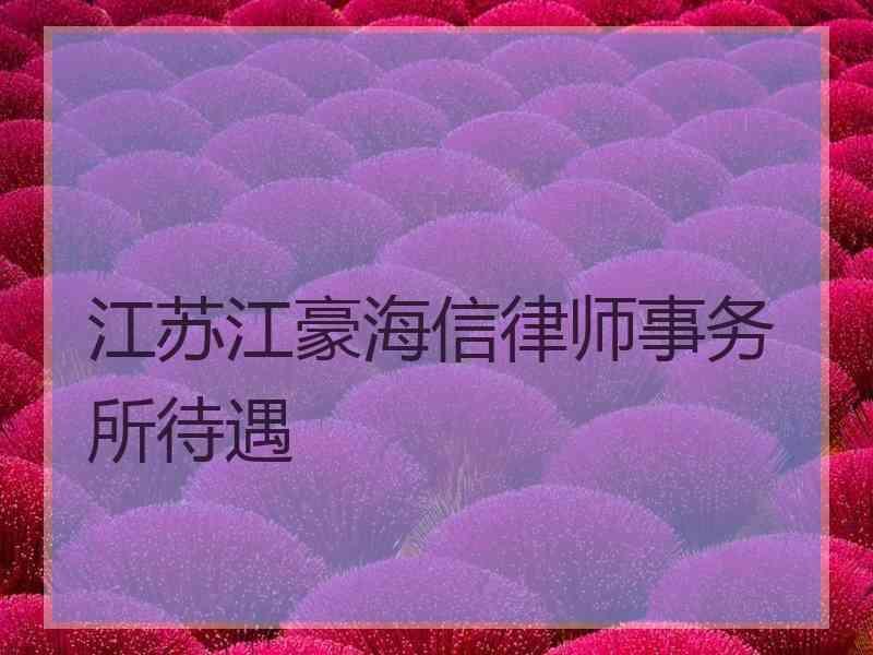 江苏江豪海信律师事务所待遇