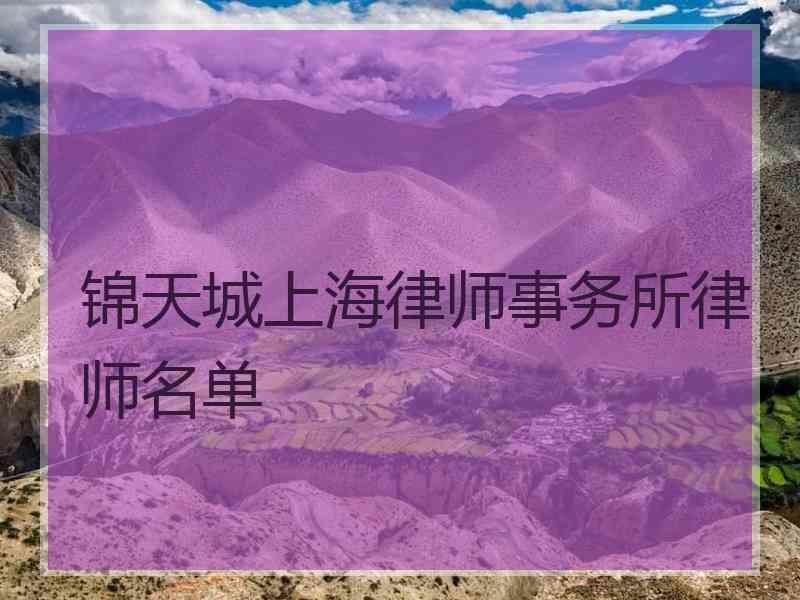 锦天城上海律师事务所律师名单